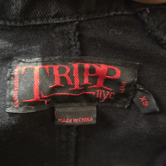 Vintage Tripp NYC Black 100% Cotton Denim Goth Punk Biker Jacket - Picture 12 of 15